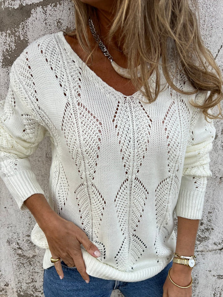 Pull à boutons réversibles en tricot à feuilles