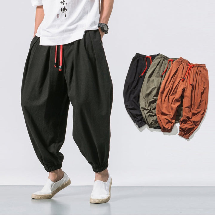 Pantalon surdimensionné en coton et lin Kaito