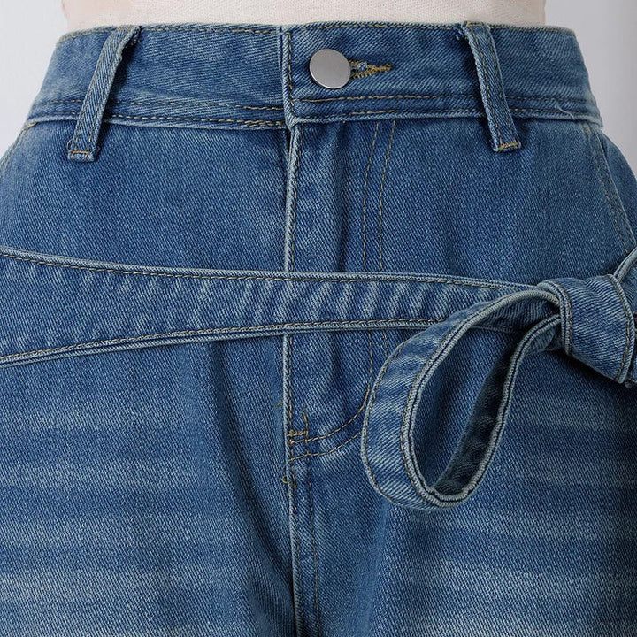 Jean utilitaire en denim avec nœud