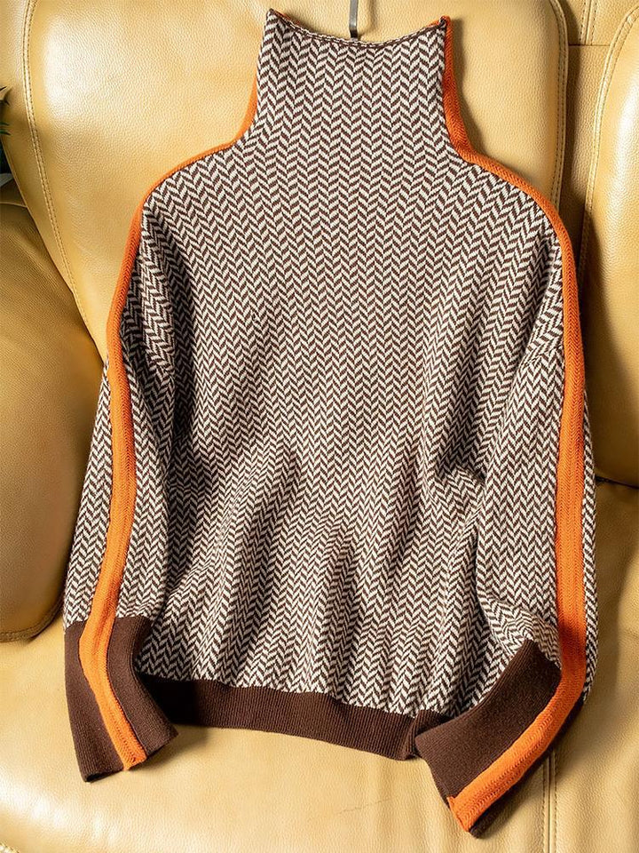Marieke | Pull à col roulé avec rayures contrastées originales