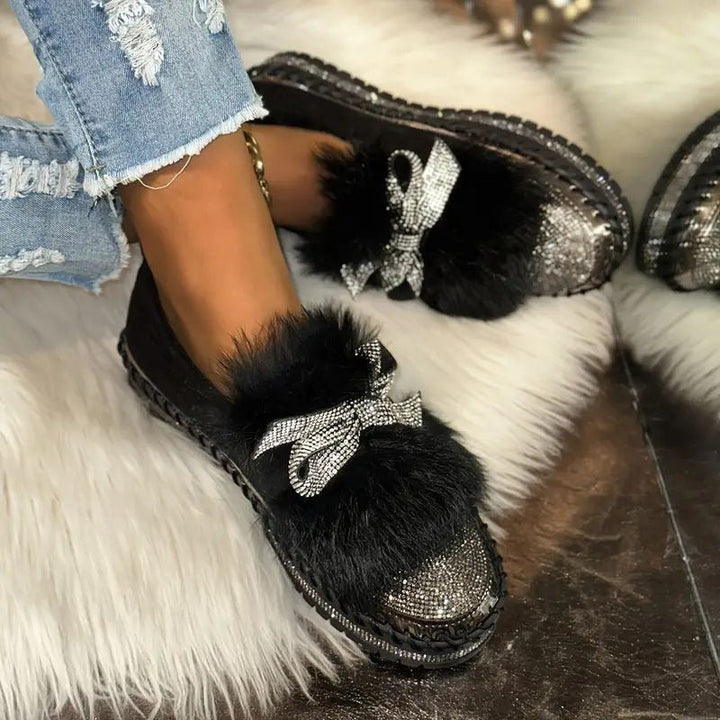 Mocassins confort avec nœud en cristal