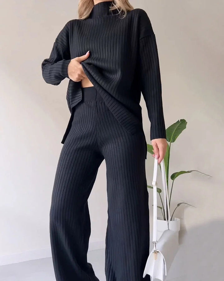 Ensemble deux pièces décontracté à fente chic
