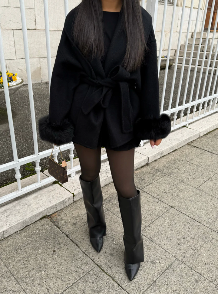 VioletteParis | Manteau en laine avec fourrure