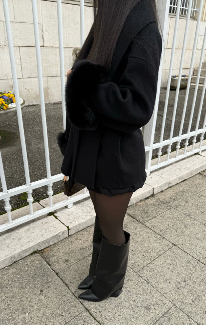 VioletteParis | Manteau en laine avec fourrure