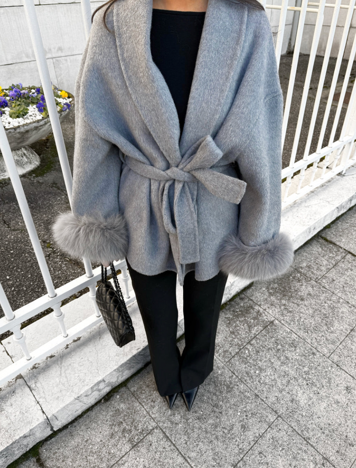 VioletteParis | Manteau en laine avec fourrure