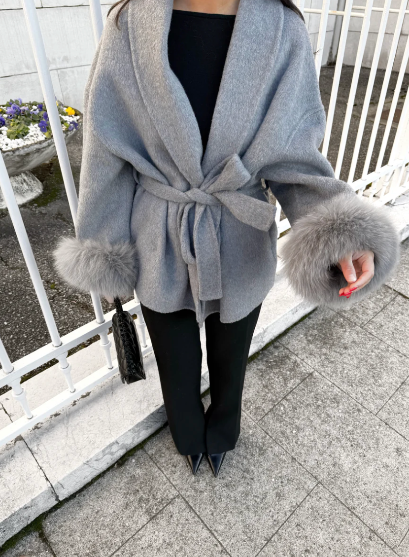 VioletteParis | Manteau en laine avec fourrure