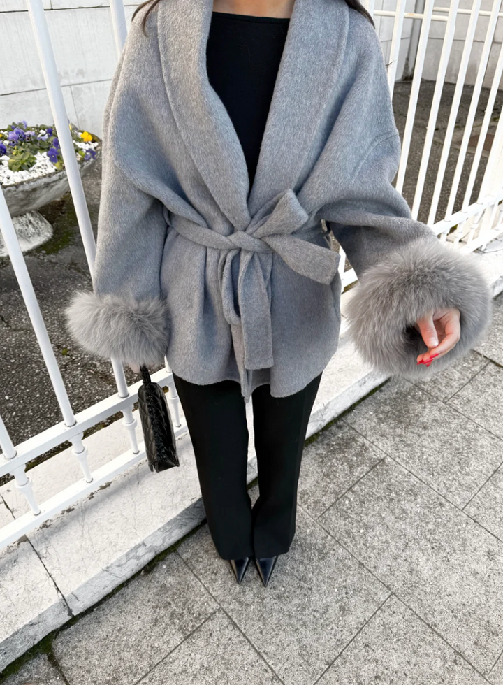 VioletteParis | Manteau en laine avec fourrure