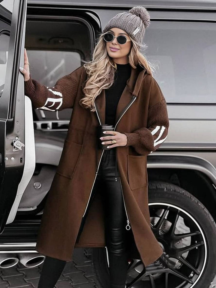 Manteau long à capuche ample