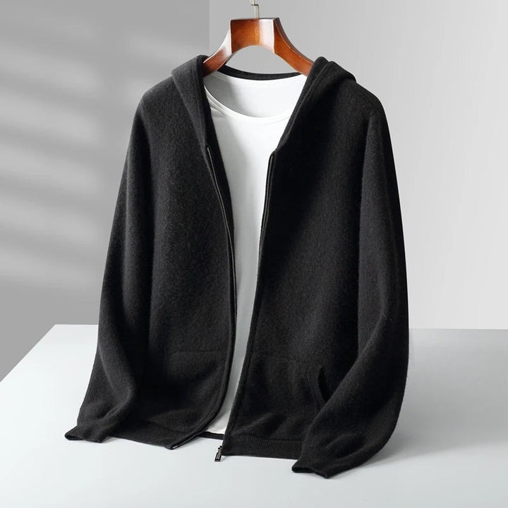 Sweat à capuche zippé en cachemire