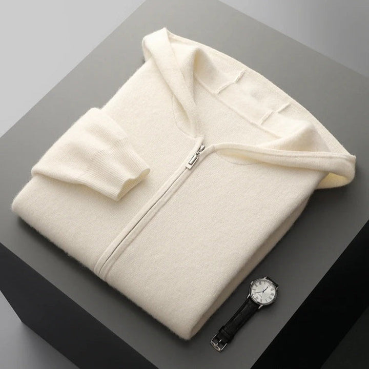 Sweat à capuche zippé en cachemire