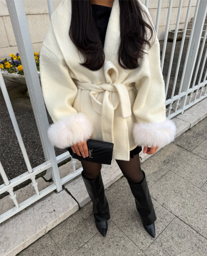 VioletteParis | Manteau en laine avec fourrure