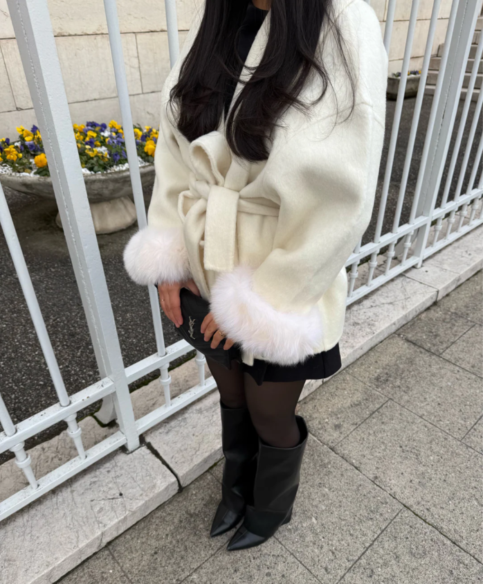 VioletteParis | Manteau en laine avec fourrure