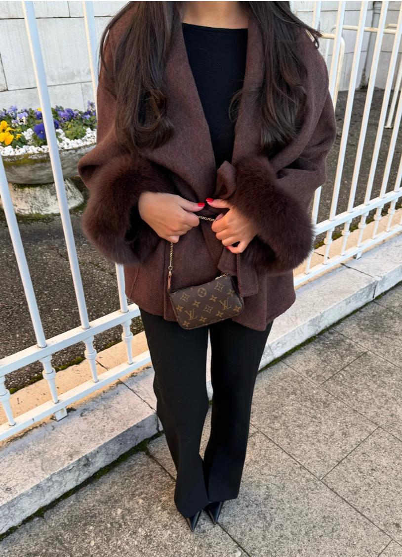 VioletteParis | Manteau en laine avec fourrure
