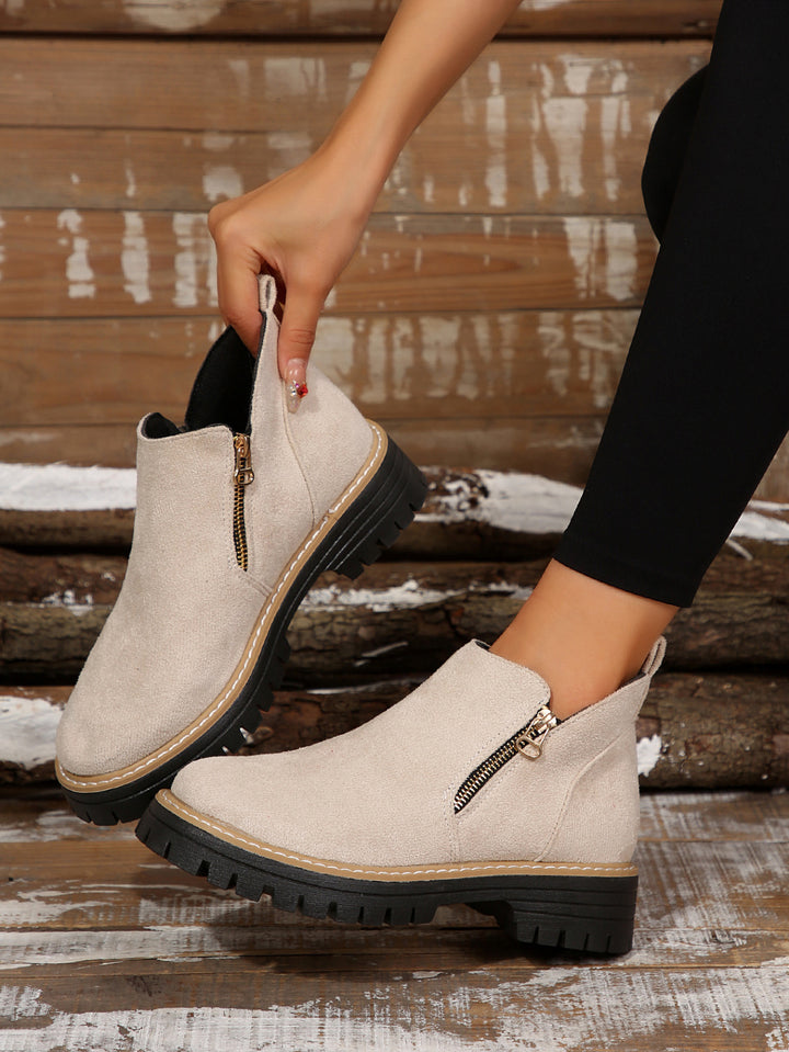 Amélie | des bottes chic en daim avec fermeture à glissière