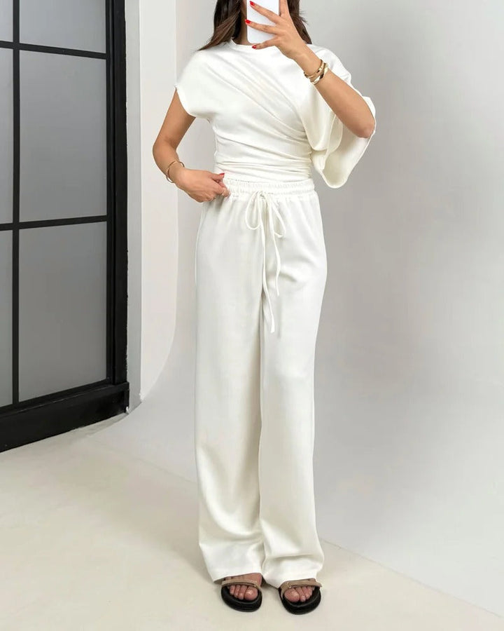 Ensemble deux pièces haut et pantalon irréguliers à la mode