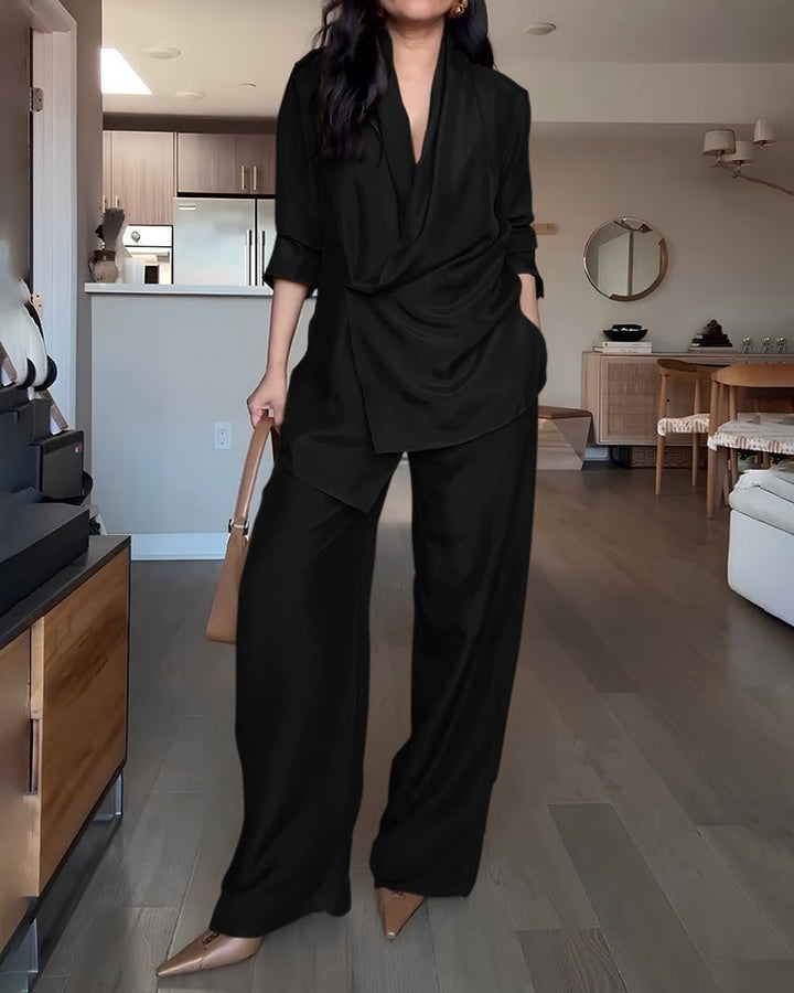 Ensemble pantalon et costume à revers châle