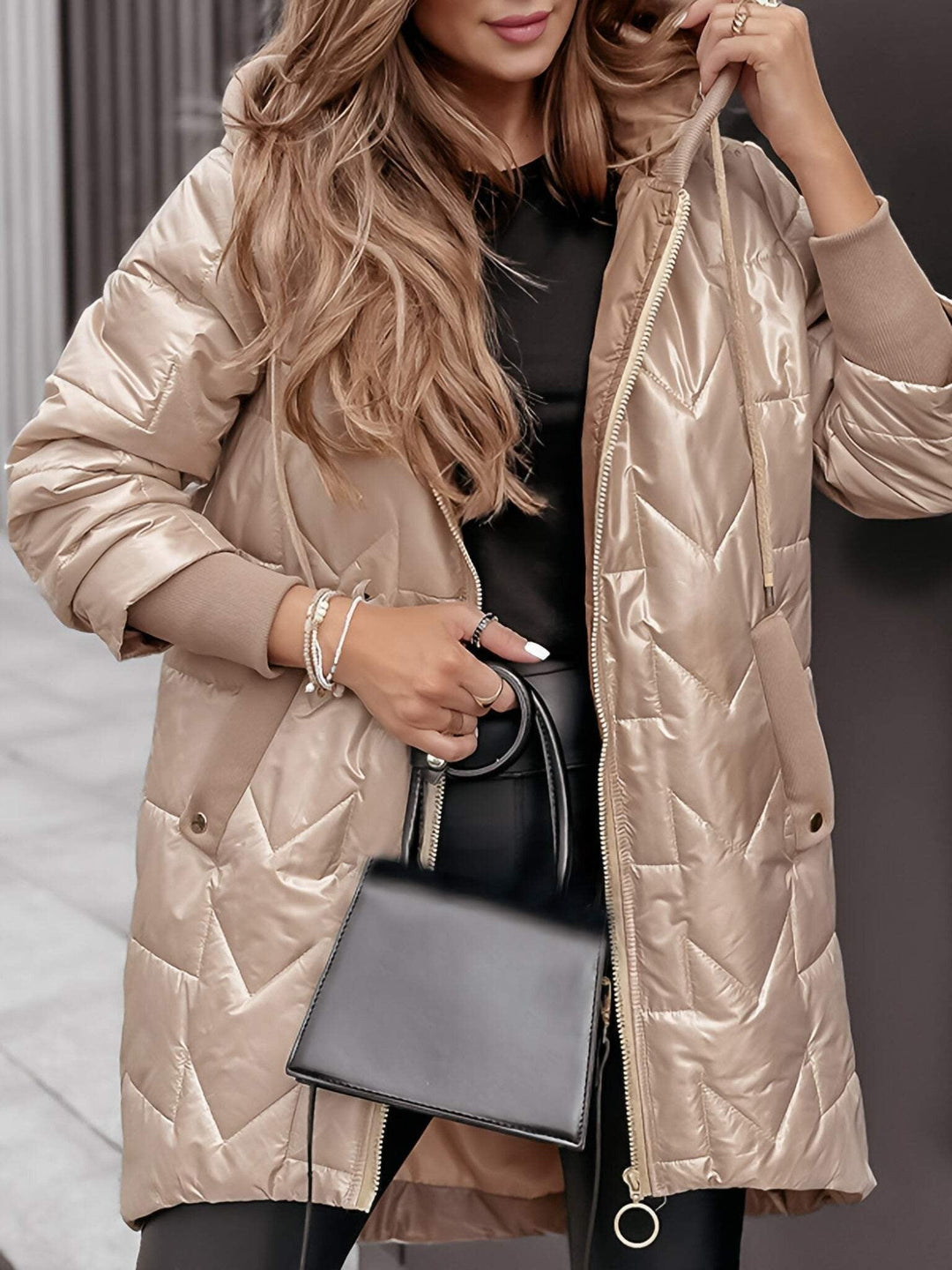 Manteau d'hiver à capuche et fermeture éclair